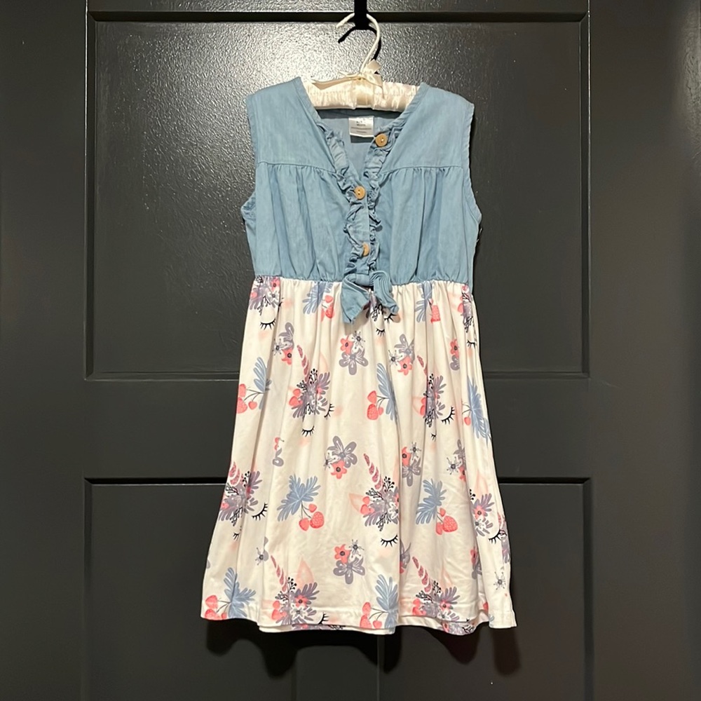 Sparkle in Pink Girls Unicorn Print Twofer Dress Size 6/6X